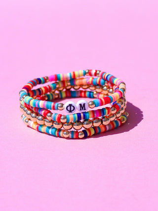 Miley sorority beaded bracelet stack with Greek letter beads by Duo Threads - House of Me boutique Norman OK