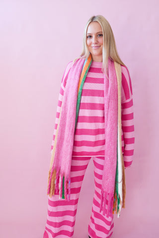 Pink Punch Cotton Stripe Lounge Set