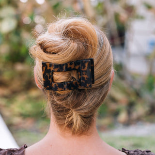 Tortoise large flat rectangle hair clip by Teleties - House of Me boutique Norman OK