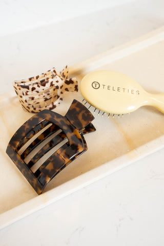 Tortoise large flat square hair clip by Teleties - House of Me boutique Norman OK