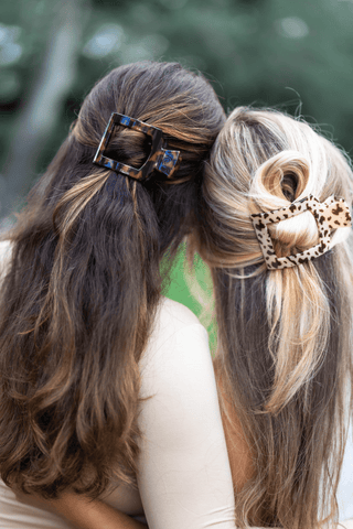 Tortoise medium flat square hair clip by Teleties - House of Me boutique Norman OK