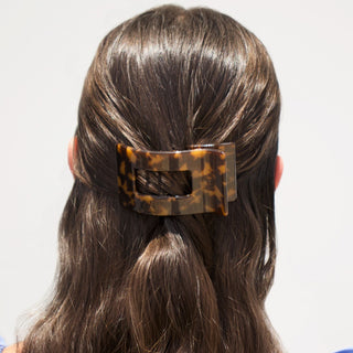 Tortoise small flat rectangle hair clip by Teleties - House of Me boutique Norman OK