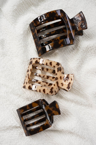 Tortoise small flat square hair clip by Teleties - House of Me boutique Norman OK